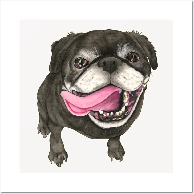 Dog Black Pug Wall Art by PaperTigress